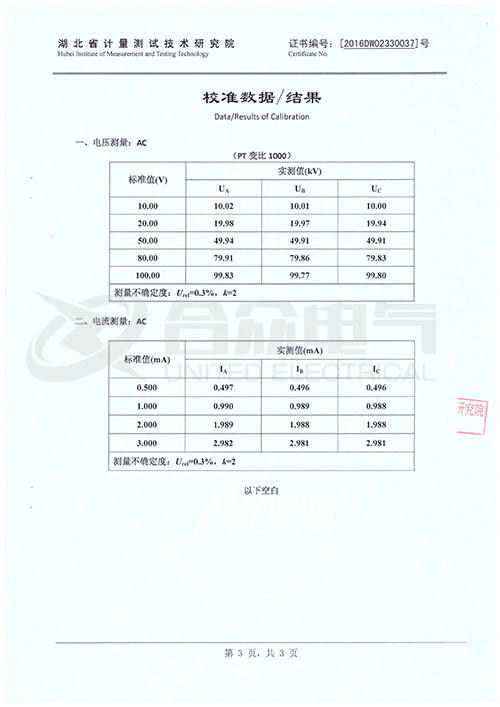 氧化鋅避雷器測(cè)試儀證書(shū)